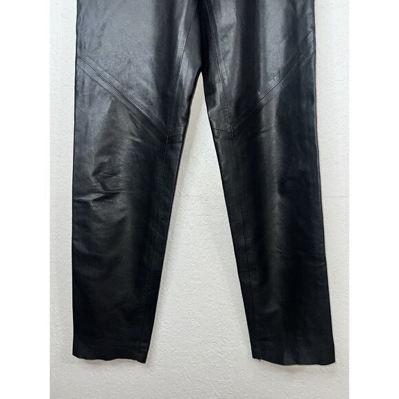 Vintage Ruth Wagner Leather Pants Straight Leg Tapered New Wave Retro Size 6 1C - Picture 3 of 12